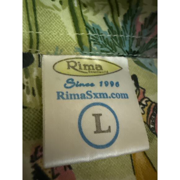 Rima Men's Multicolor Hawaiian Graphic Short Sleeve Button Down Shirt Top Size L - Picture 4 of 4